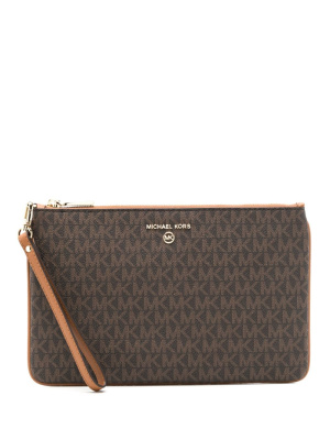 

Jet Set monogram leather wristlet, Michael Michael Kors Jet Set monogram leather wristlet