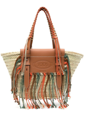 

Fringed straw tote bag, Tod's Fringed straw tote bag