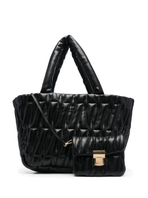 

Quilted panels leather tote bag, MSGM Quilted panels leather tote bag