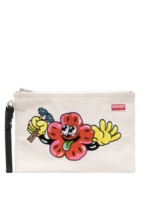 

Motif-embroidered clutch bag, Kenzo Motif-embroidered clutch bag