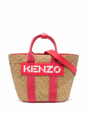 

Logo-patch raffia tote bag, Kenzo Logo-patch raffia tote bag