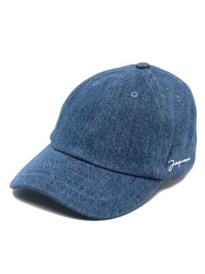 

Logo-embroidered denim cap, Jacquemus Logo-embroidered denim cap