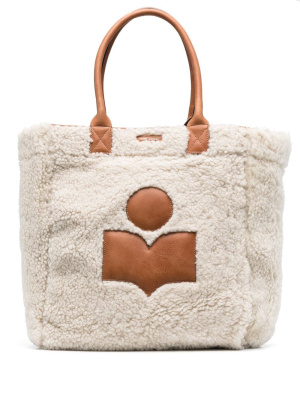

Logo-print sheepskin tote bag, ISABEL MARANT Logo-print sheepskin tote bag