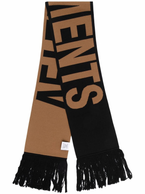 

Intarsia-knit merino scarf, VETEMENTS Intarsia-knit merino scarf