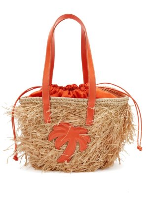 

Palm tree-appliqué raffia basket bag, Palm Angels Palm tree-appliqué raffia basket bag