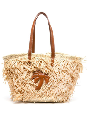 

Palm-appliqué raffia tote bag, Palm Angels Palm-appliqué raffia tote bag