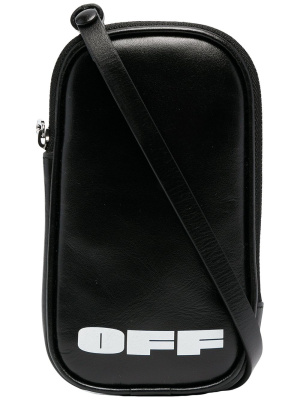 

Logo-print leather phone holder, Off-White Logo-print leather phone holder