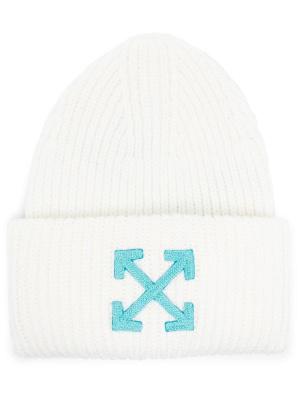 

Logo-emboridered wool beanie, Off-White Logo-emboridered wool beanie