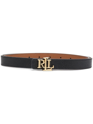 

Pebbled leather logo plaque belt, Lauren Ralph Lauren Pebbled leather logo plaque belt