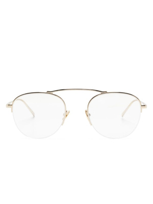 

Logo-engraved round-frame glasses, Saint Laurent Eyewear Logo-engraved round-frame glasses