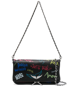 

Graffiti-print leather crossbody bag, Zadig&Voltaire Graffiti-print leather crossbody bag