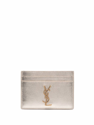 

Logo plaque metallized-effect cardholder, Saint Laurent Logo plaque metallized-effect cardholder