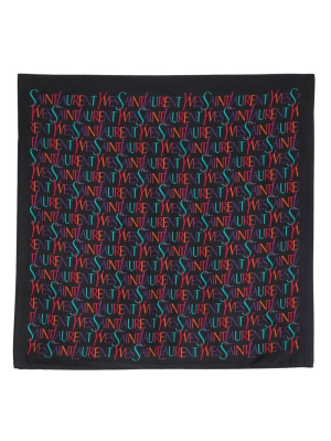 

Logo-print silk scarf, Saint Laurent Logo-print silk scarf