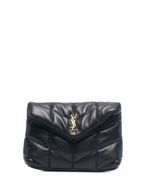 

Black Logo Plaque Quilted Clutch, Saint Laurent Black Logo Plaque Quilted Clutch