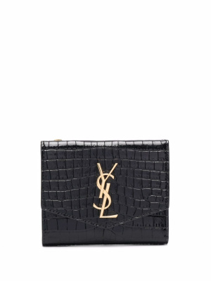 

Monogram-plaque foldover purse, Saint Laurent Monogram-plaque foldover purse