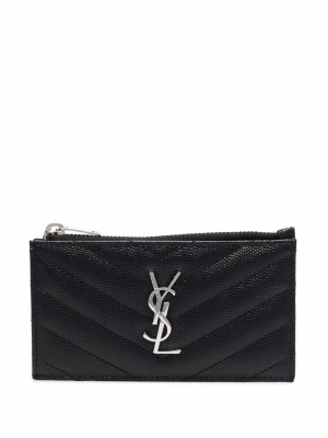 

Logo-plaque quilted wallet, Saint Laurent Logo-plaque quilted wallet