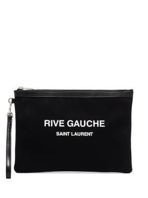 

Logo print clutch, Saint Laurent Logo print clutch
