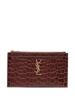 

Crocodile effect monogram clutch, Saint Laurent Crocodile effect monogram clutch