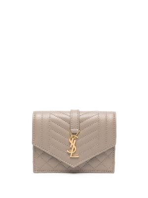 

Quilted logo-plaque wallet, Saint Laurent Quilted logo-plaque wallet
