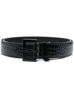 

Embossed crocodile-effect leather belt, Saint Laurent Embossed crocodile-effect leather belt