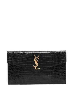 

Uptown crocodile-embossed pouch, Saint Laurent Uptown crocodile-embossed pouch