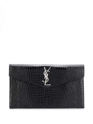 

Uptown crocodile-effect clutch, Saint Laurent Uptown crocodile-effect clutch
