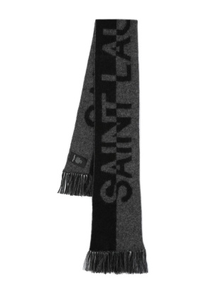 

Intarsia-knit logo scarf, Saint Laurent Intarsia-knit logo scarf