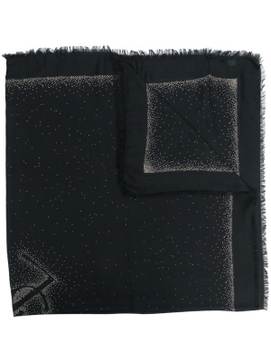 

Embroidered raw-edge scarf, Saint Laurent Embroidered raw-edge scarf