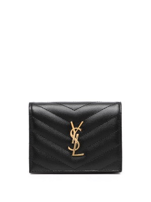 

Pebbled logo plaque cardholder, Saint Laurent Pebbled logo plaque cardholder