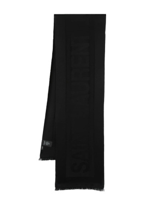

Logo-print knitted scarf, Saint Laurent Logo-print knitted scarf