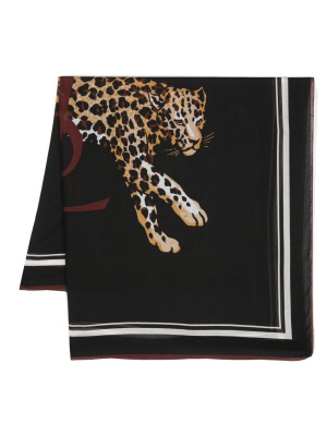 

Leopard-print frayed scarf, Saint Laurent Leopard-print frayed scarf