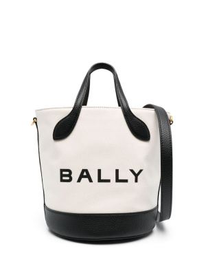 

Logo-print leather-trim bucket bag, Bally Logo-print leather-trim bucket bag