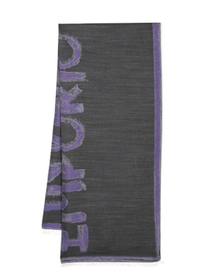 

Logo-print wool-blend scarf, Emporio Armani Logo-print wool-blend scarf
