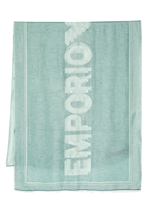 

Logo-print frayed-edge scarf, Emporio Armani Logo-print frayed-edge scarf