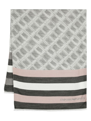 

Logo-print striped-edge scarf, Emporio Armani Logo-print striped-edge scarf