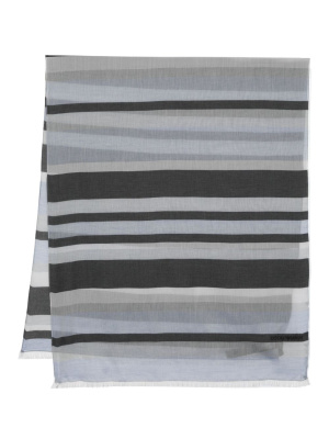 

Stripe-print frayed scarf, Emporio Armani Stripe-print frayed scarf