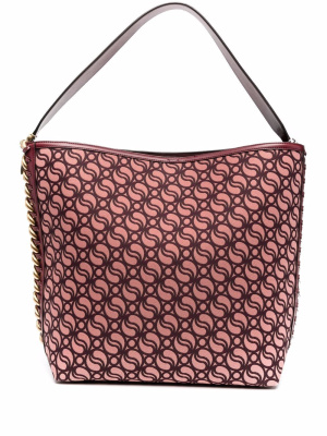 

Chain-link trim monogram tote bag, Stella McCartney Chain-link trim monogram tote bag