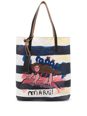 

Graphic-print striped tote bag, Marni Graphic-print striped tote bag
