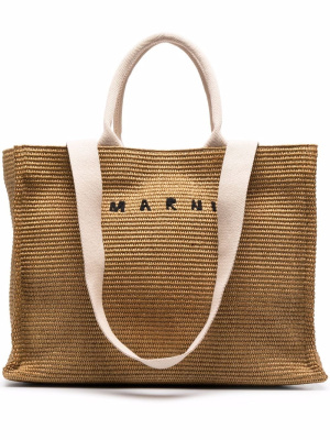 

Embroidered-logo basket tote bag, Marni Embroidered-logo basket tote bag