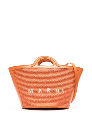 

Logo-embroidery raffia tote, Marni Logo-embroidery raffia tote