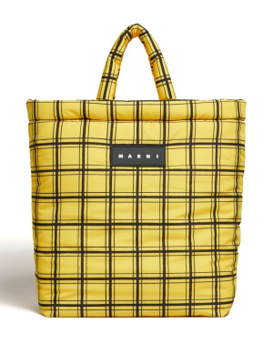 

Logo-patch checked tote bag, Marni Logo-patch checked tote bag