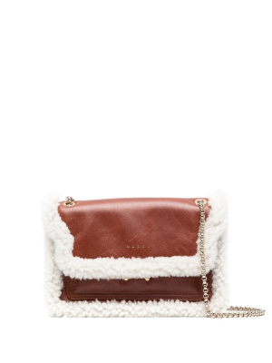 

Shearling-trim shoulder bag, Marni Shearling-trim shoulder bag