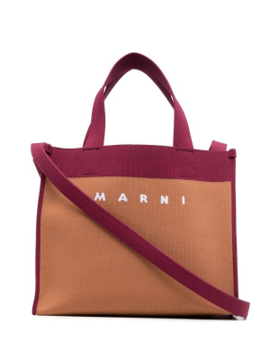 

Logo-jacquard canvas shoulder bag, Marni Logo-jacquard canvas shoulder bag