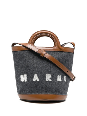 

Logo-print detail tote bag, Marni Logo-print detail tote bag