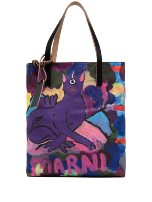 

Cotton graphic-print tote bag, Marni Cotton graphic-print tote bag