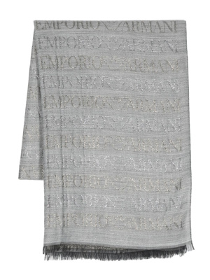 

Logo-jacquard frayed-edge scarf, Emporio Armani Logo-jacquard frayed-edge scarf
