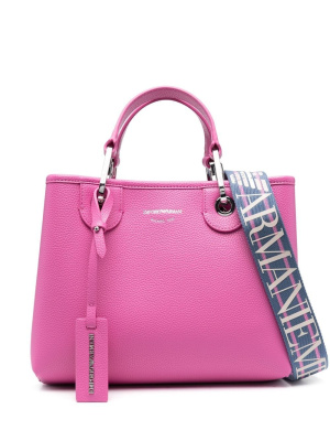 

Logo-embroidery faux-leather tote bag, Emporio Armani Logo-embroidery faux-leather tote bag