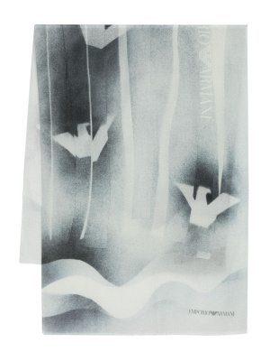 

Logo-print wool scarf, Emporio Armani Logo-print wool scarf