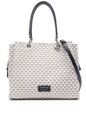 

Monogram faux-leather tote, Emporio Armani Monogram faux-leather tote