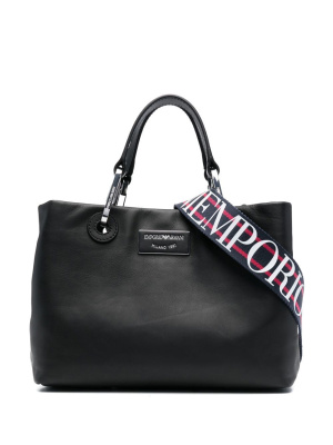 

Logo-plaque leather tote bag, Emporio Armani Logo-plaque leather tote bag
